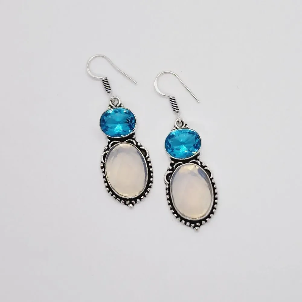 Opalite Blue Topaz Handmade Drop Dangle Earrings Jewelry 2